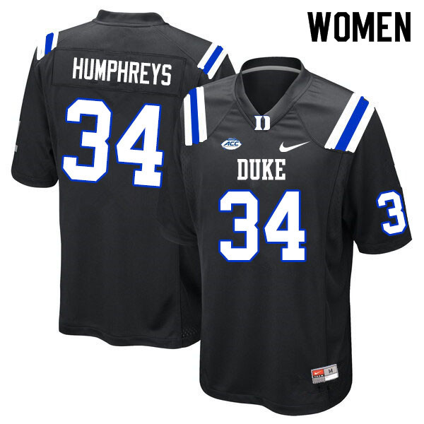 Women #34 Ben Humphreys Duke Blue Devils College Football Jerseys Sale-Black
